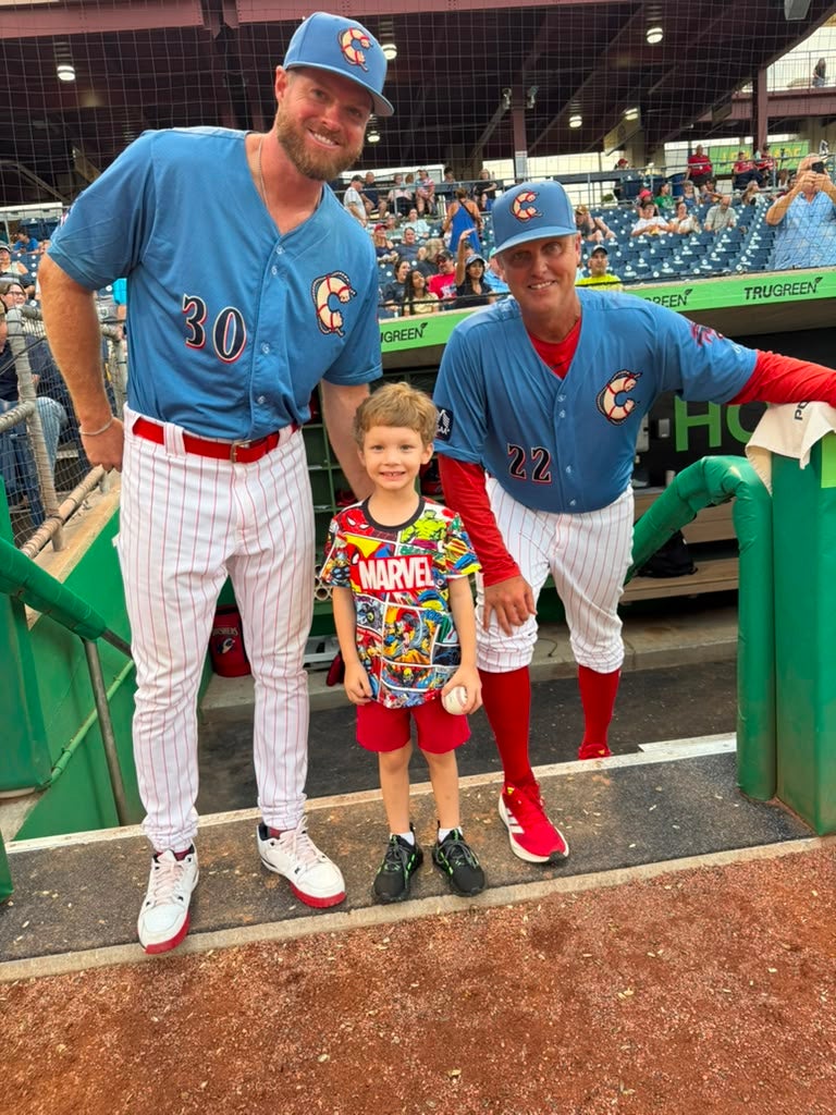 Austin representing Dimmitt Chevrolet at the Clearwater Threshers game August 7, 2026 at BayCare Ballpark.