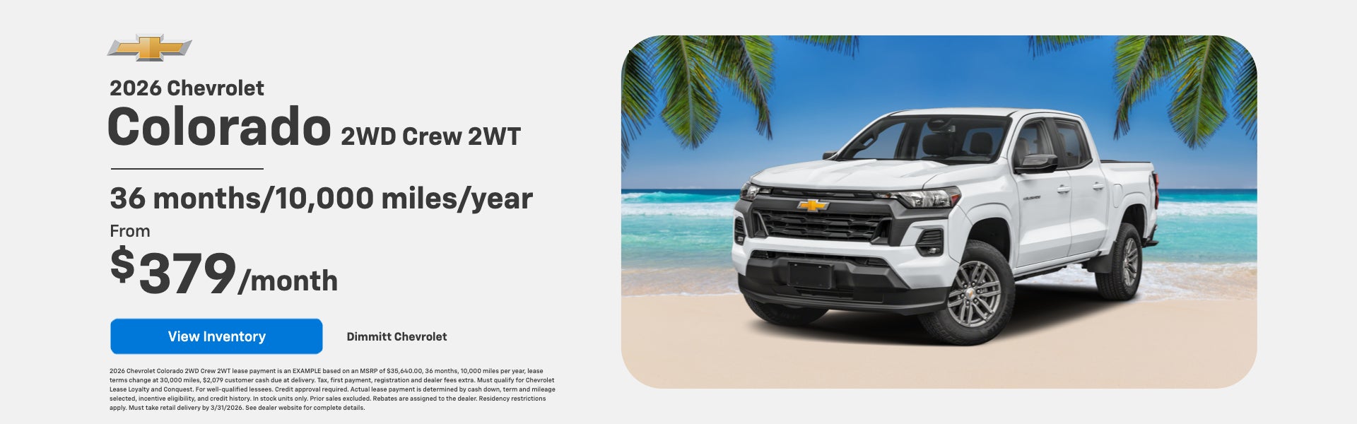 2026 Chevrolet Colorado 2WD Crew 2WT | 36 months / 10K miles